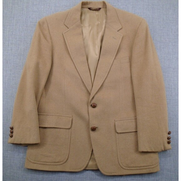 Vintage Nordstrom Blazer Camel Hair Men's Jacket Beige VTG Sport Coat 42" Chest - Picture 7 of 16